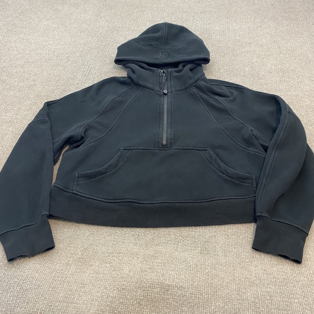 Lululemon Scuba Hoodie Womens Small Black Oversized 1/2 Zip Fleece Pullover